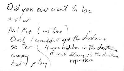 Handwritten lyrics to Pass The Cup